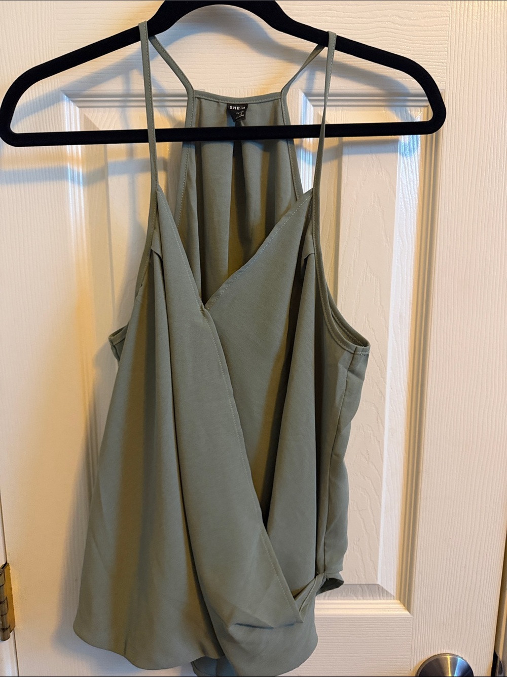 NWOT SHEIN Olive Green Draped Cami Spaghetti Strap Blouse